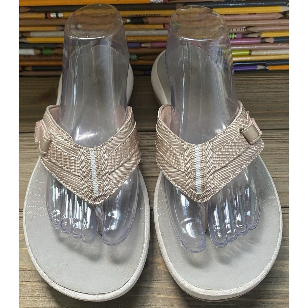 Clarks Cloudsteppers Breeze Sea Flip-Flops Women's Pink Gray Size 9 - Picture 3 of 8